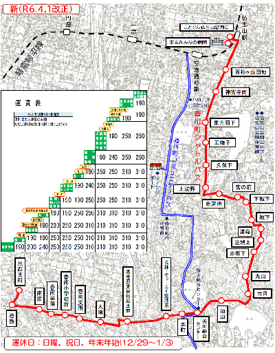 香川町シャトルバス路線図