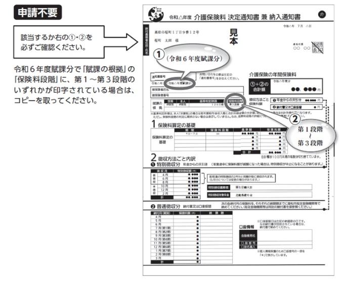 介護保険料決定通知書兼納入通知書（写し）