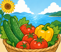 夏野菜と海