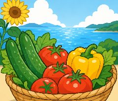 夏野菜と海