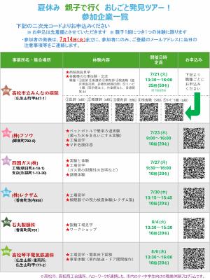 おしごと発見ツアー　チラシ裏