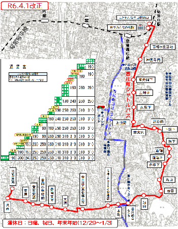 香川町シャトルバス路線図