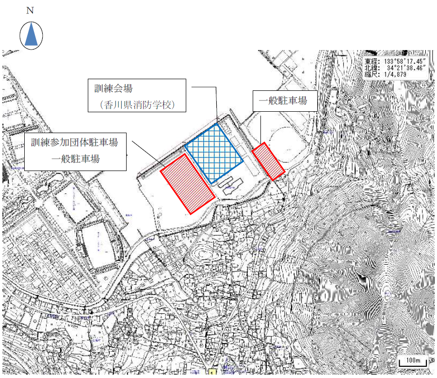 訓練会場場所及び一般駐車場位置図