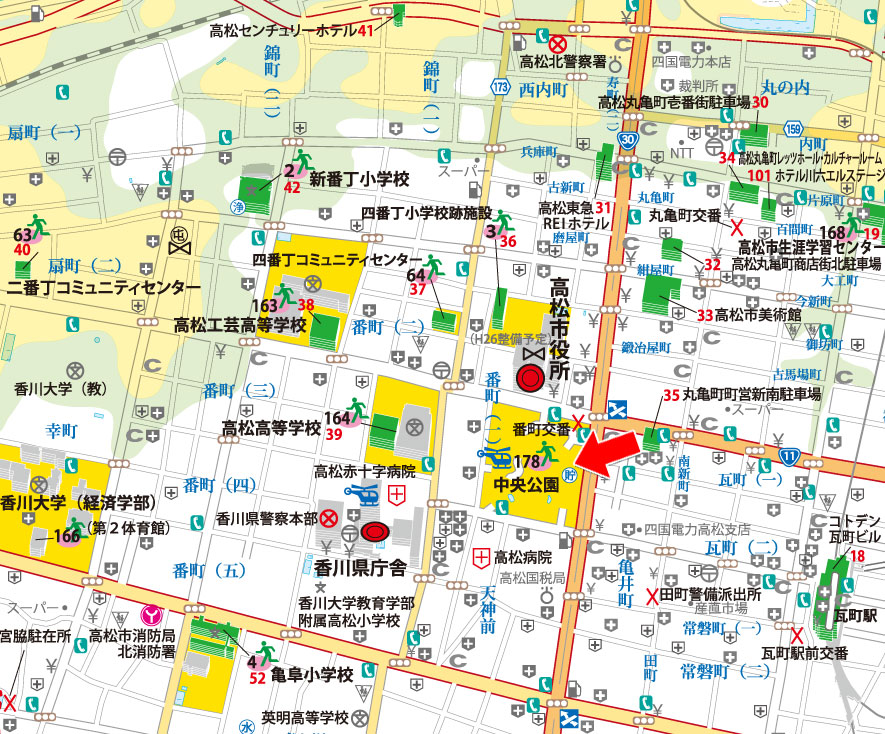 四番丁地域コミュニティ別ハザードマップ｜高松市